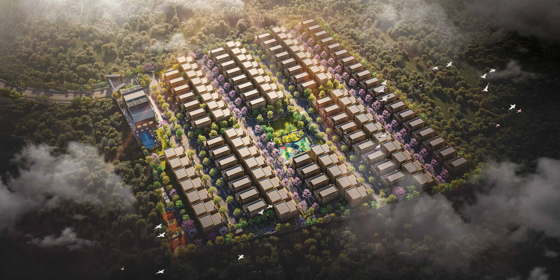 Aerial view of Ameya villa community
